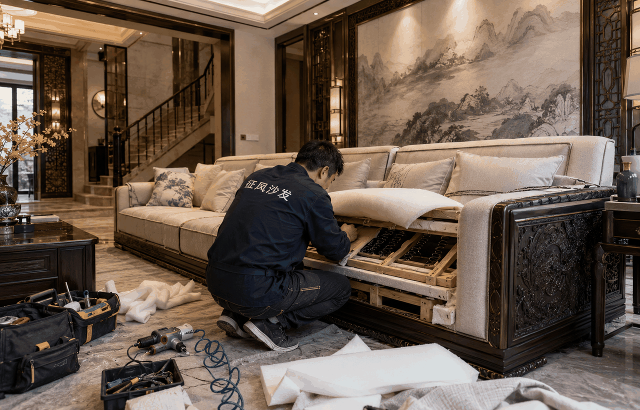 别墅客厅沙发维修案例图
